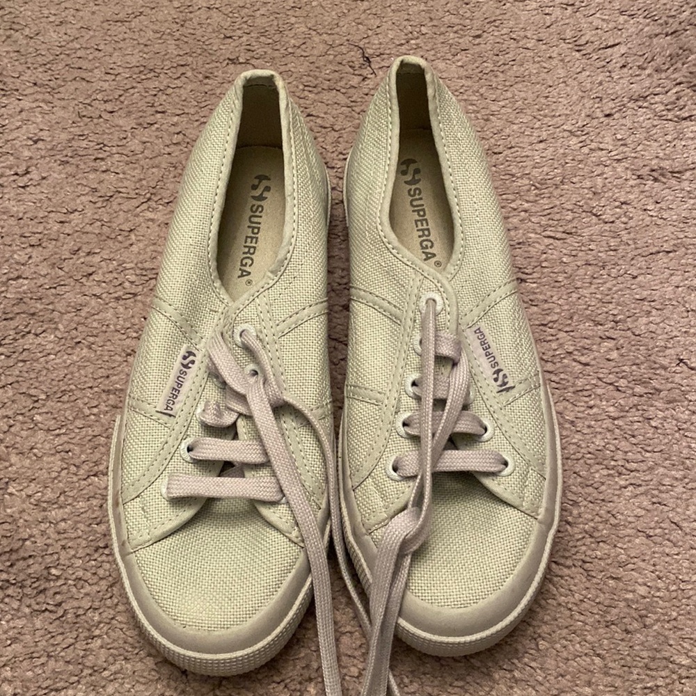 Superga mint tennis shoes.